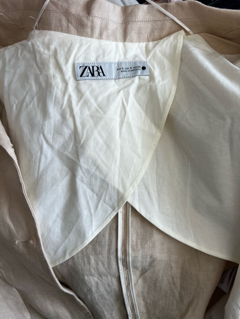 Zara Cream Linen-Blend Blazer Jacket - Picture 9 of 12